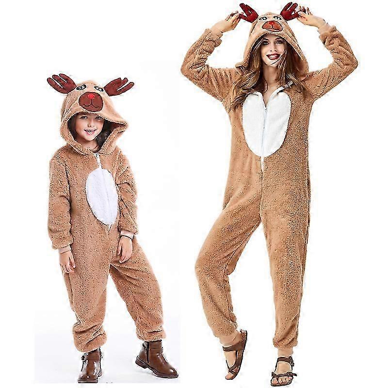 Älg Hooded Jumpsuit Helkroppspyjamas För Vuxna Barn