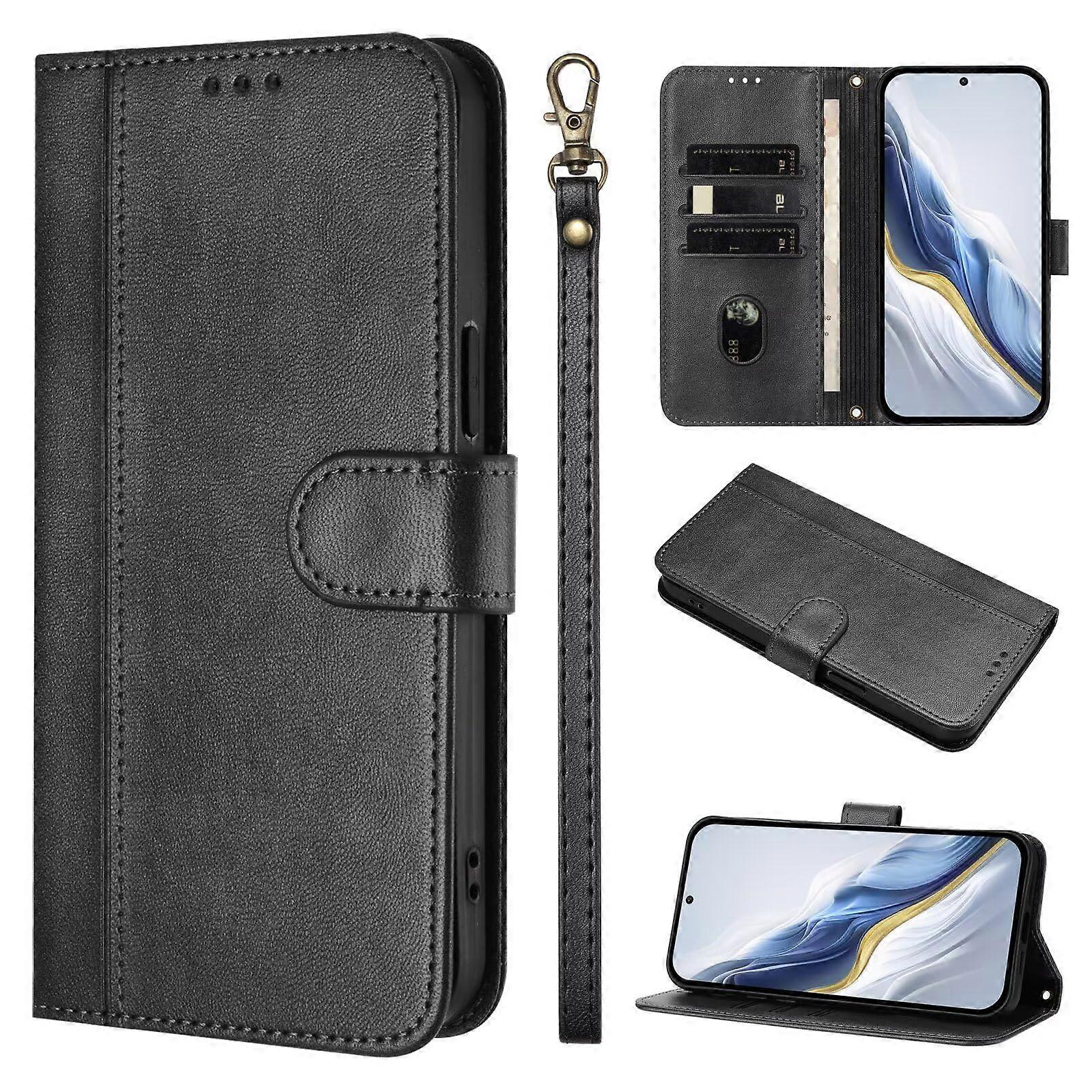 Leather Case With Magnetic Closure Folio Wallet, Card Slots And Kickstand, Black for Note 9S/Note 9 Pro