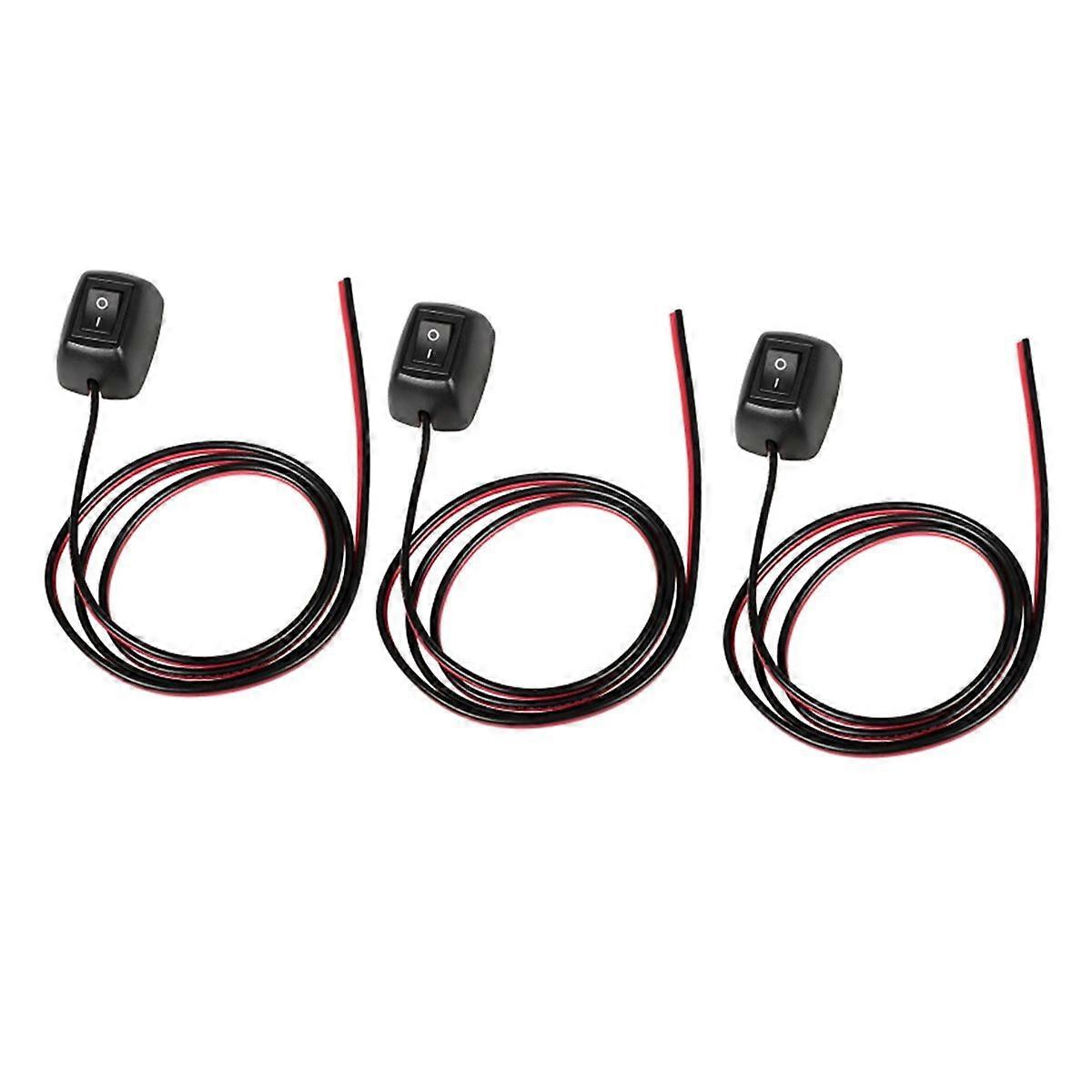 3pack Inline KCD1 Rocker Switch 10A 12V SPST on-Off Switch Box