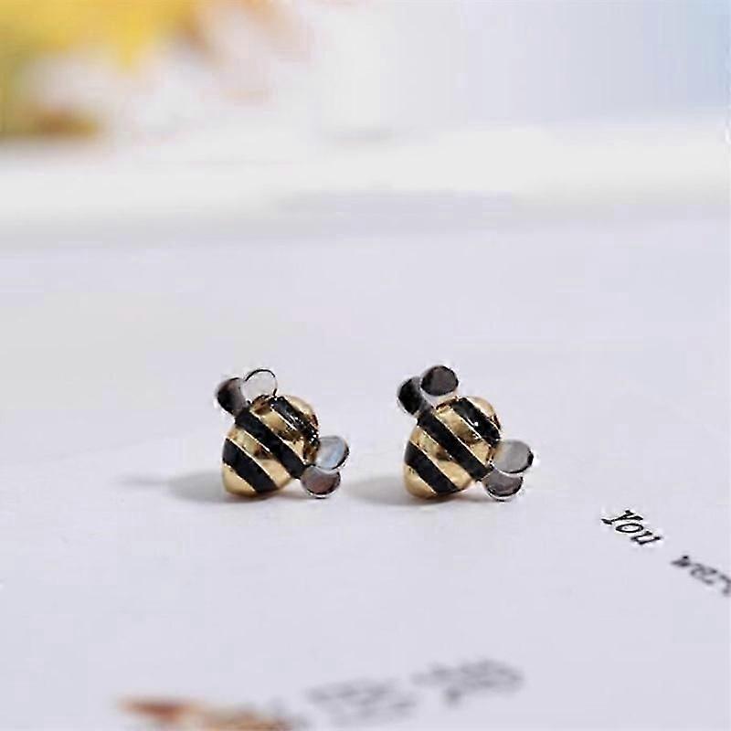 Silver Pin Stud Earrings with Bee Women's Earrings