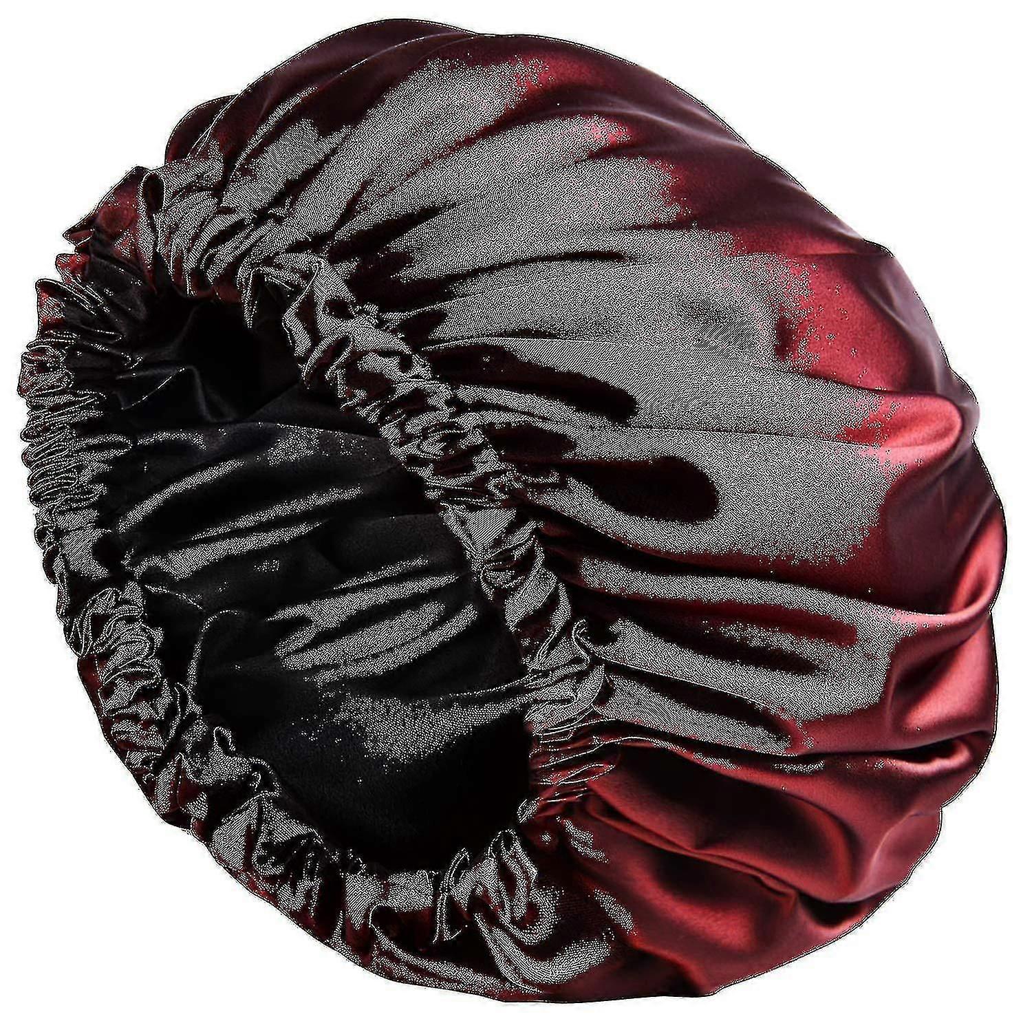Satin Bonnet Sleep Bonnet Cap - Extra Large, Double Layer, Reversible, Adjustable Satin Cap For Slee