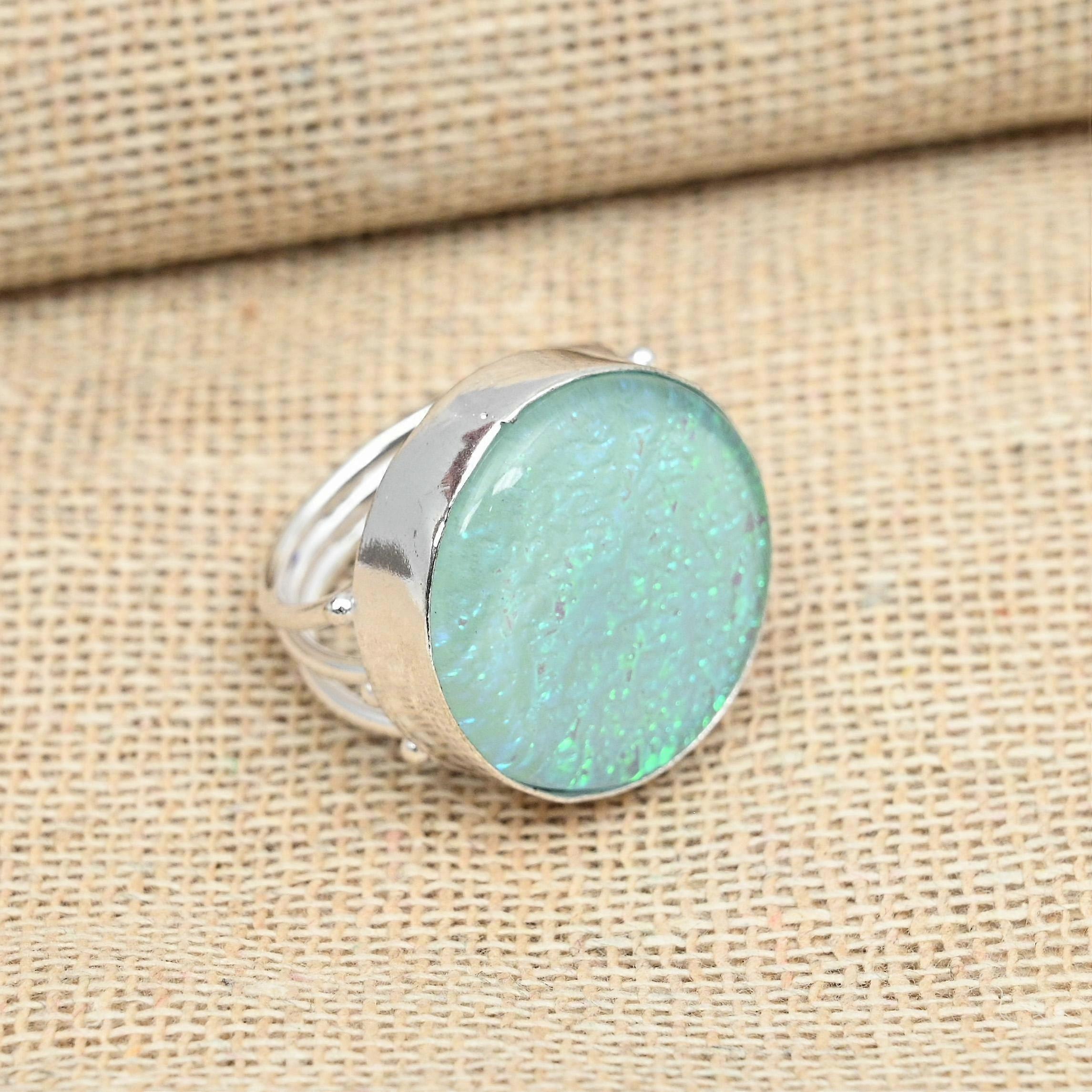 Fantastic Blue Triplet Opal Gemstone 925 Solid Silver Handmade Ring Jewelry All Size