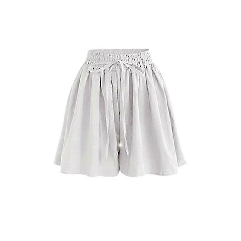 M-10XL Women's Pants Wide-legged Pants Summer Casual Plus Size Loose Solid Color Elastic Waist Chiffon Shorts 25-26