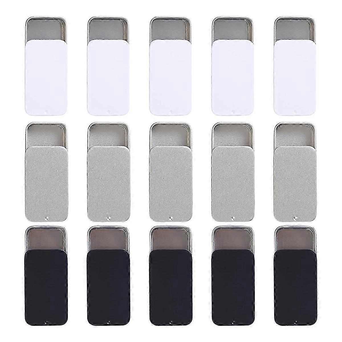 15 Pcs Mini Metal Slide Top Tin Box Containers, Small Storage Boxes with Lids for Items
