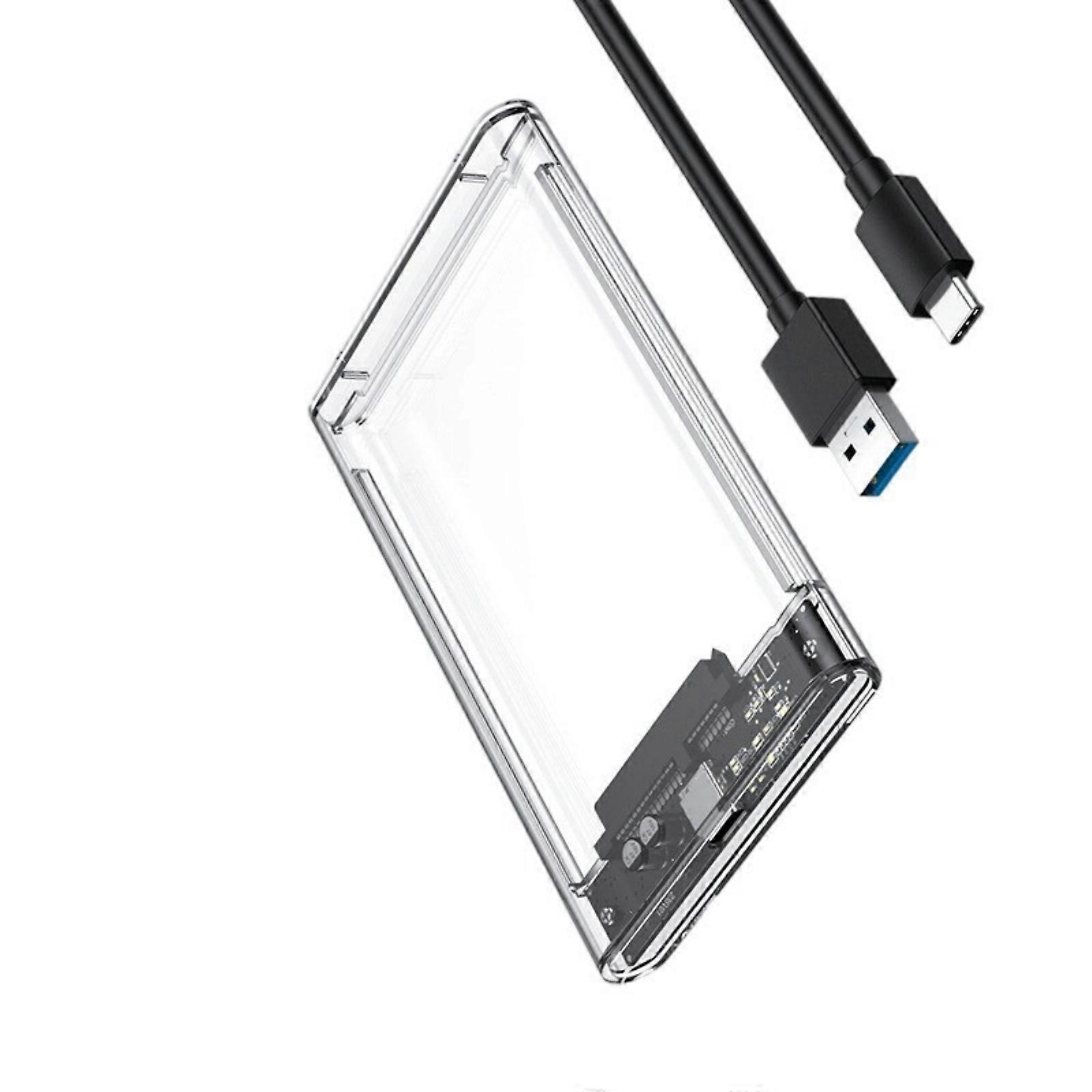 Portable 2.5inch Hard Disk Enclosure Case 5Gbps External Hard Drives Enclosure Case USB3.0/USB 3.1 for PC Laptop  Transparent USB3.1