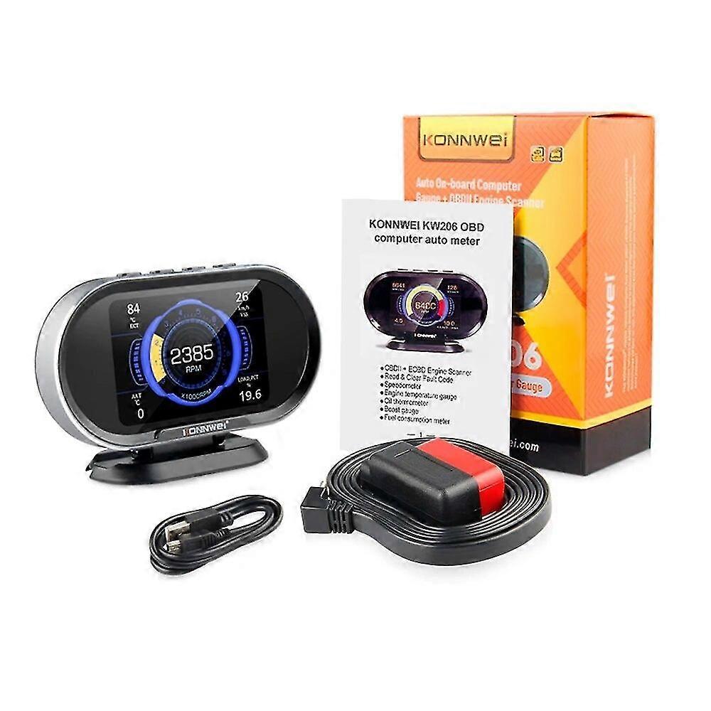 1Item KONNWEI KW206 OBD 2Car computer scanner fuel consumption meter HUDDigital display screen-HX