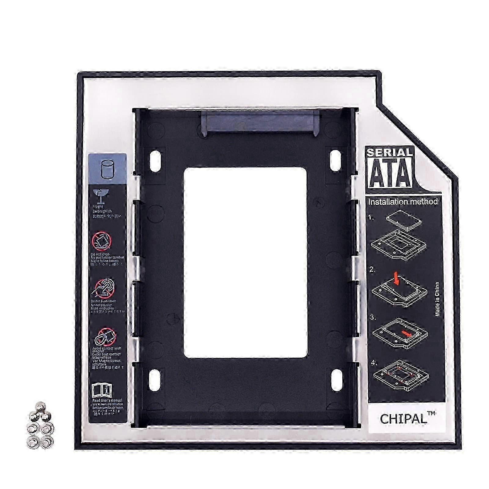 2nd HDD Caddy 12.7mm 2.5' SATA 3.0 SSD Case Hard Disk Drive Enclosure with LED Indicator for Laptop CD DVD ROM