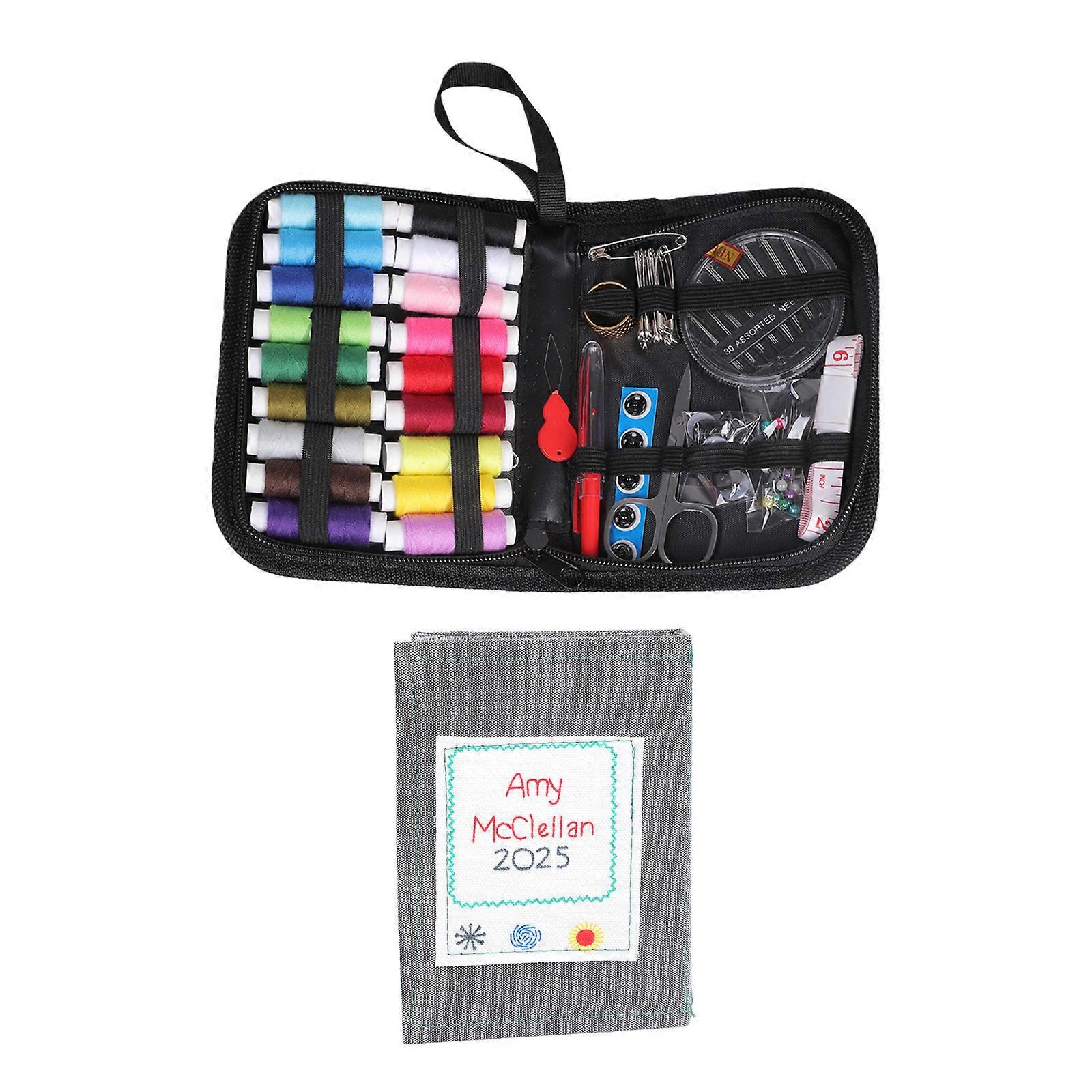 Embroidery Stitching Reference Guide Includes 18 Colored Thread Pre-Patterned Fabric Page and Sewing Tool Supplies Multicolor