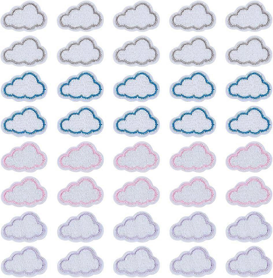 40 Pcs Mini Cloud Iron on Patches with Colorful Edge Cloud Shape Embroidered Applique DIY Iron on/Sew on Applique Repair Patch for Clothing Backpacks 