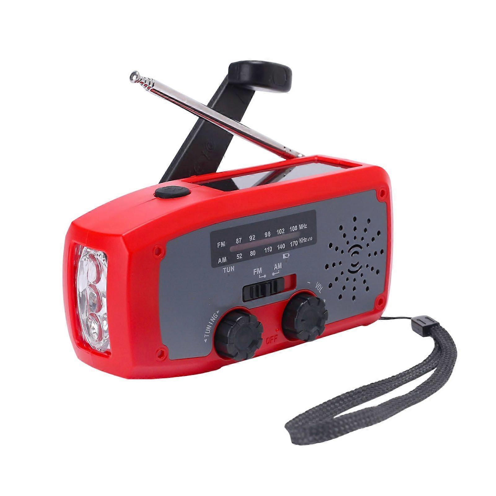 Emergency Solar Radio with LED Flashlight Compact Design Portable Hand Crank Solar Powered Rechargeable AM/FM Radio