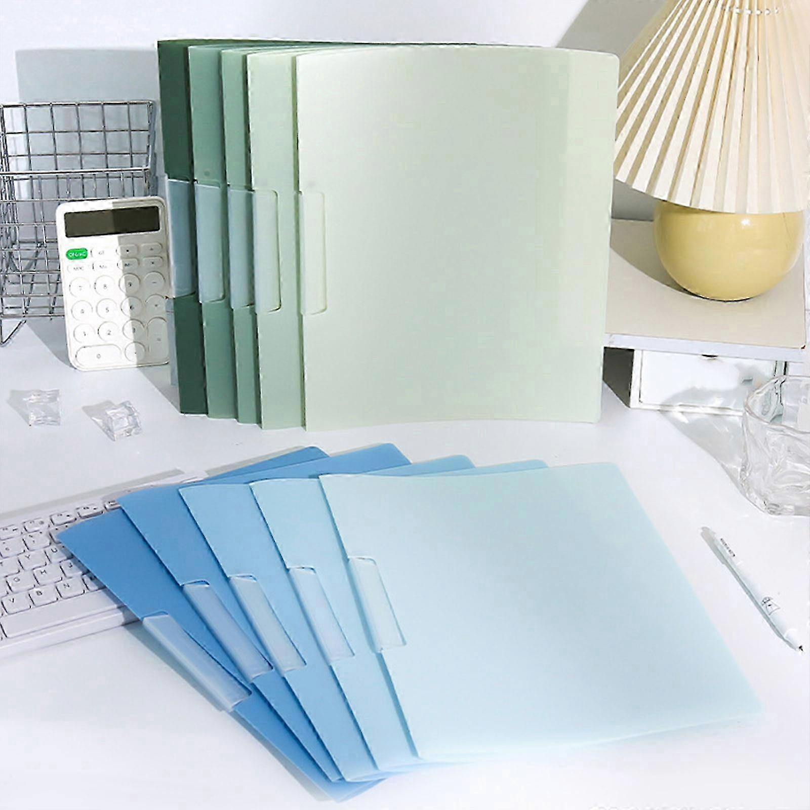 5Pcs File Paper Sleeve Letter Size Folder 14.6x9In Water Resistant Document Organizers with Rotating Clip Hold 30 Sheets gradient green