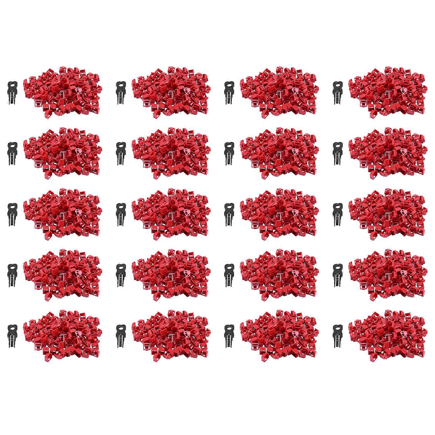 2000Pcs Red RJ45 Port Ethernet LAN Hub Anti Dust Cover Plug Cap Blockout Protector with Proprietary Lock and Key