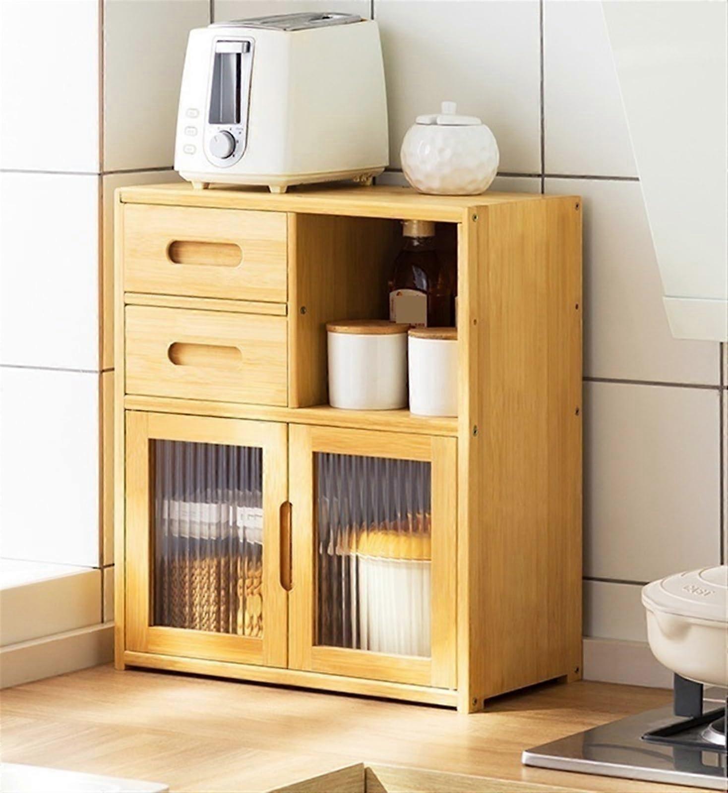 Kitchen Countertop Storage Cabinet with Drawer, 7Layer Dustproof Spice Rack Organizer, Acrylic Door