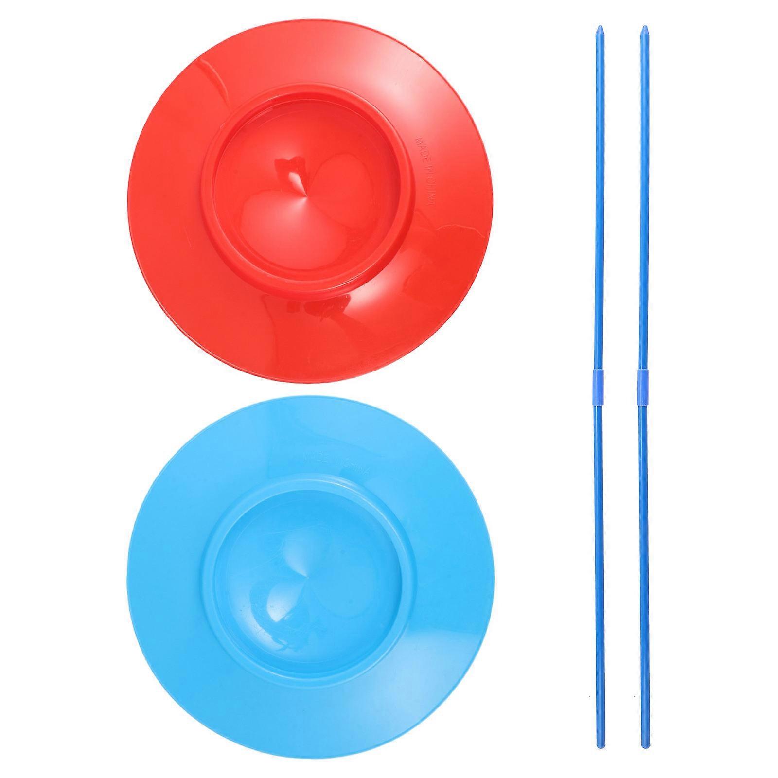 Assorted Color Juggling Plates with Sticks for Circus Shows 8Pcs Set