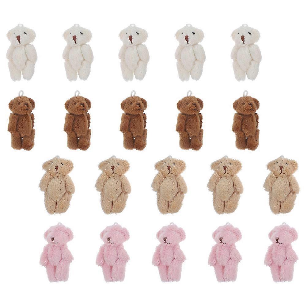 Mini Plush Bears Assorted Color Soft Tiny Bear Dolls for DIY 20Pcs Set