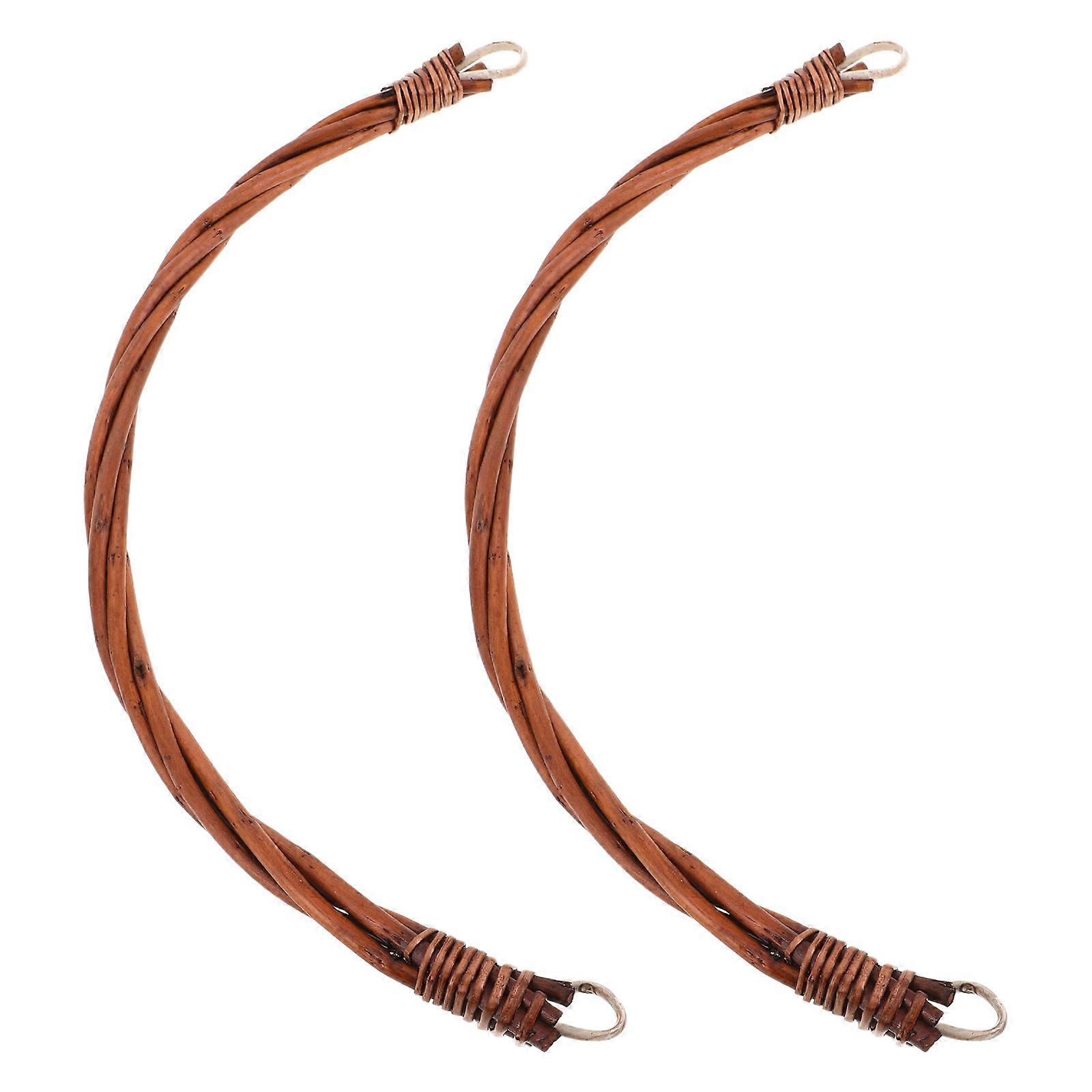 Light Brown Rattan Basket Handle Replacement for Picnic Basket 2Pcs Grip