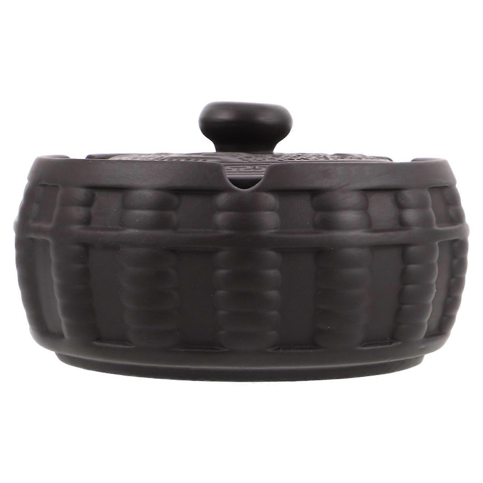 Ceramic Ashtray Windproof Ash Holder with Lid for Office and Home