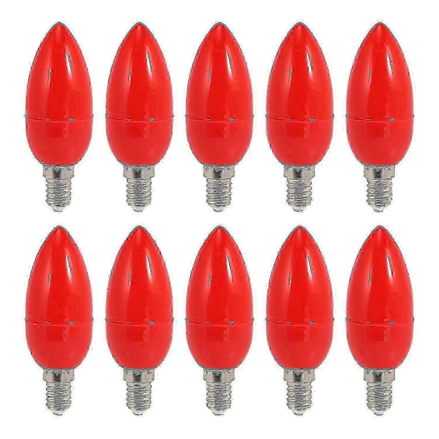 10 Pack Red LED E14 Candle Light Bulbs Energy Saving
