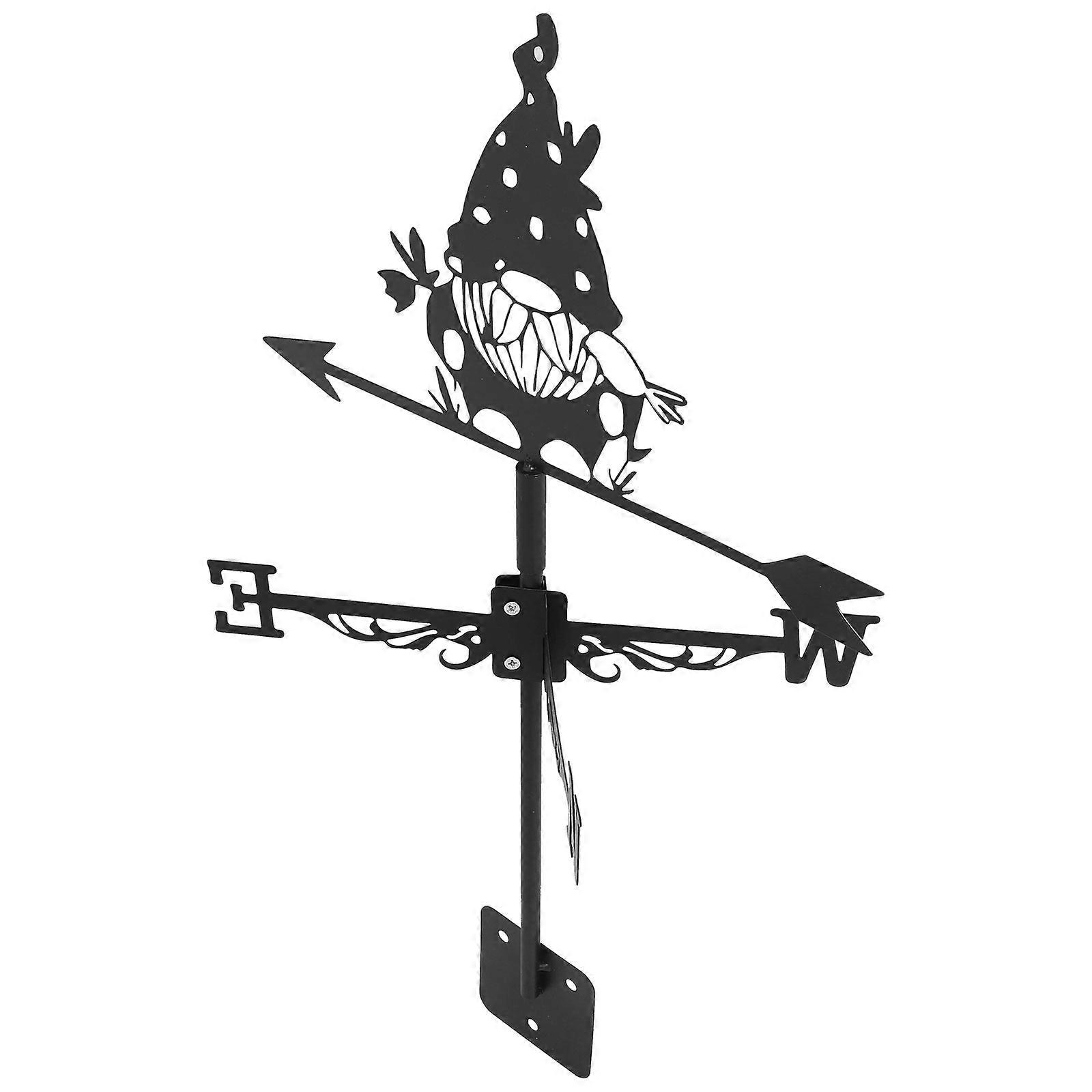 Garden Weathervane Iron Gnome Wind Direction Indicator Decorative Roof