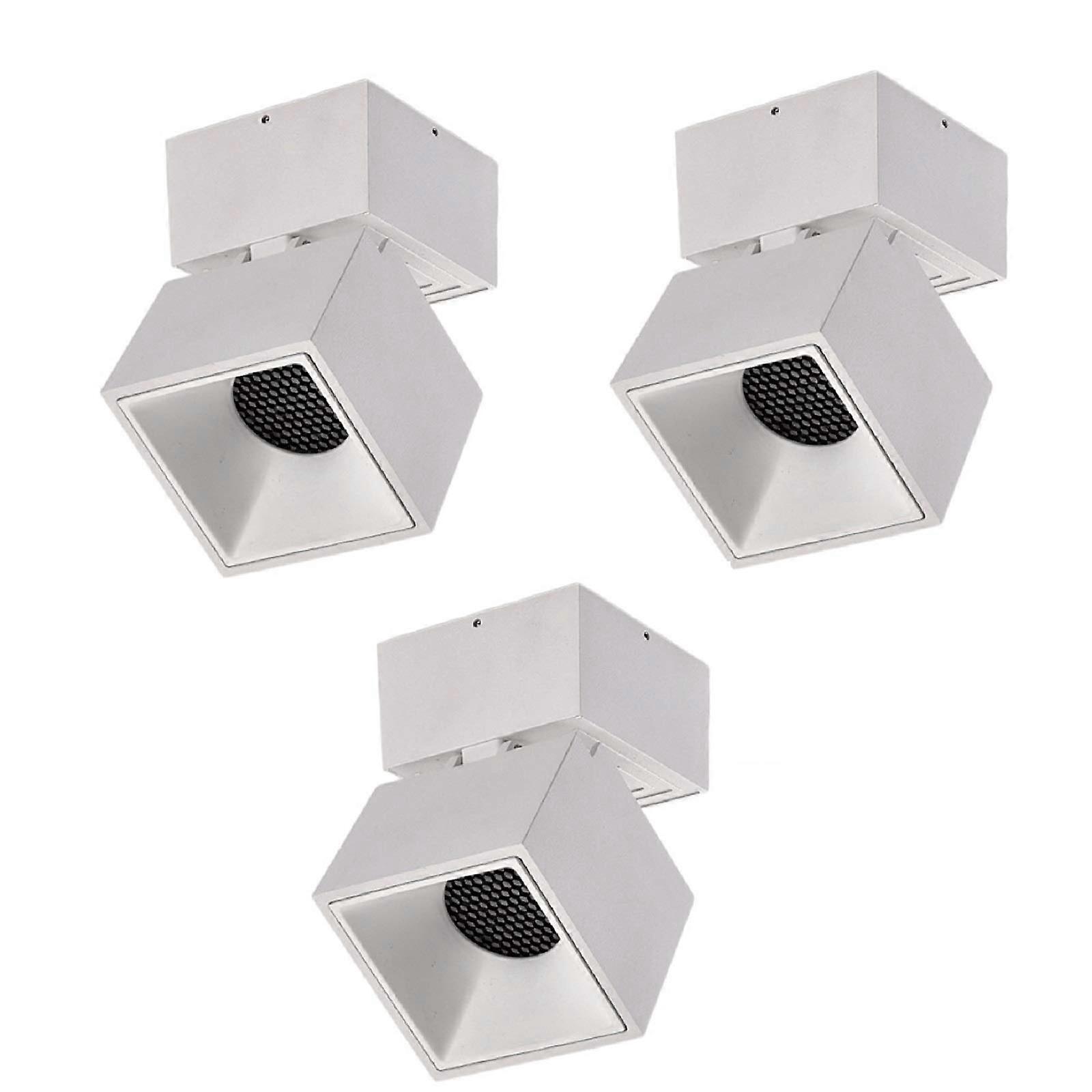 Ceiling Chandelier LED Spotlight Cube Rotatable Downlight Indoor Surface Mounted COB Aluminum Frosted White 3 Pack