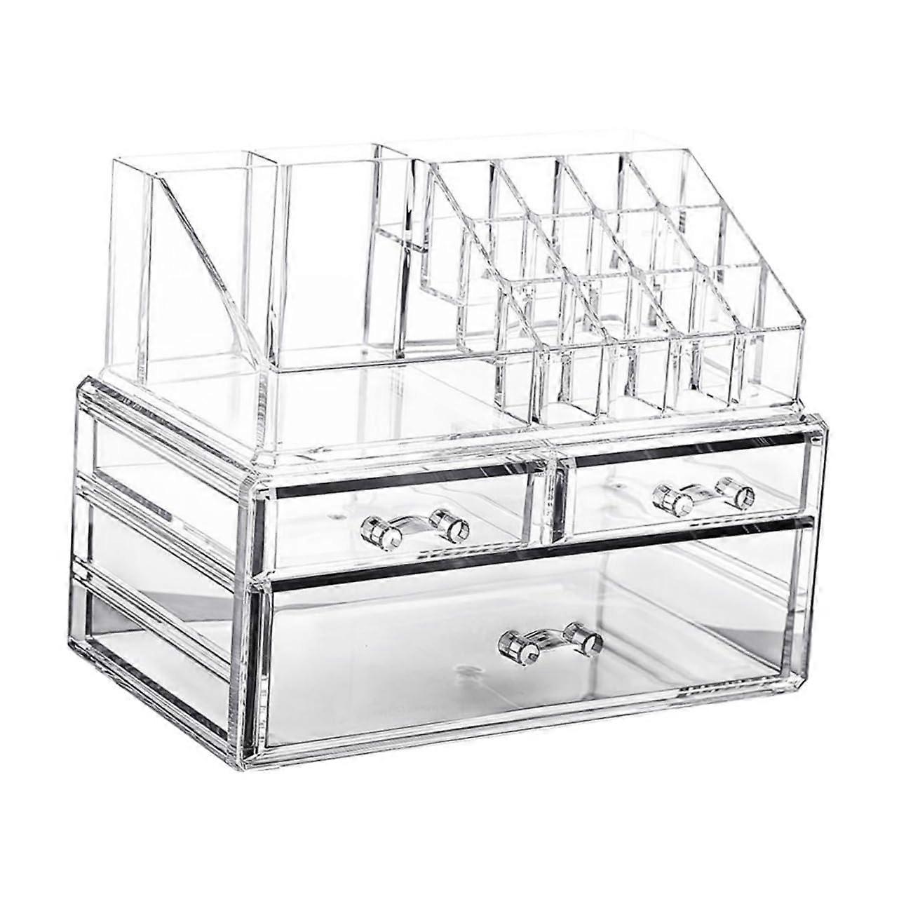 Acrylic Makeup Organizer Clear Cosmetic Storage Box with Drawers and MultiPurpose Compartments