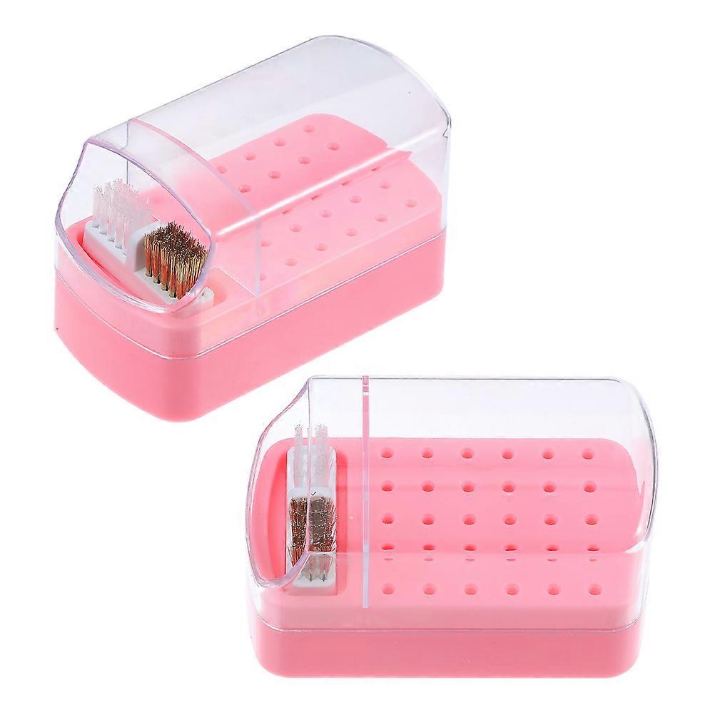 Nail Drill Bits Cleaning Case for Storage 2Pcs Plastic Nail Bit Holder Organizer