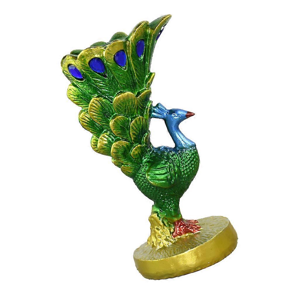 Creative Resin Candlestick for Decor 2Pcs Peacock-Shaped Green Candleholder