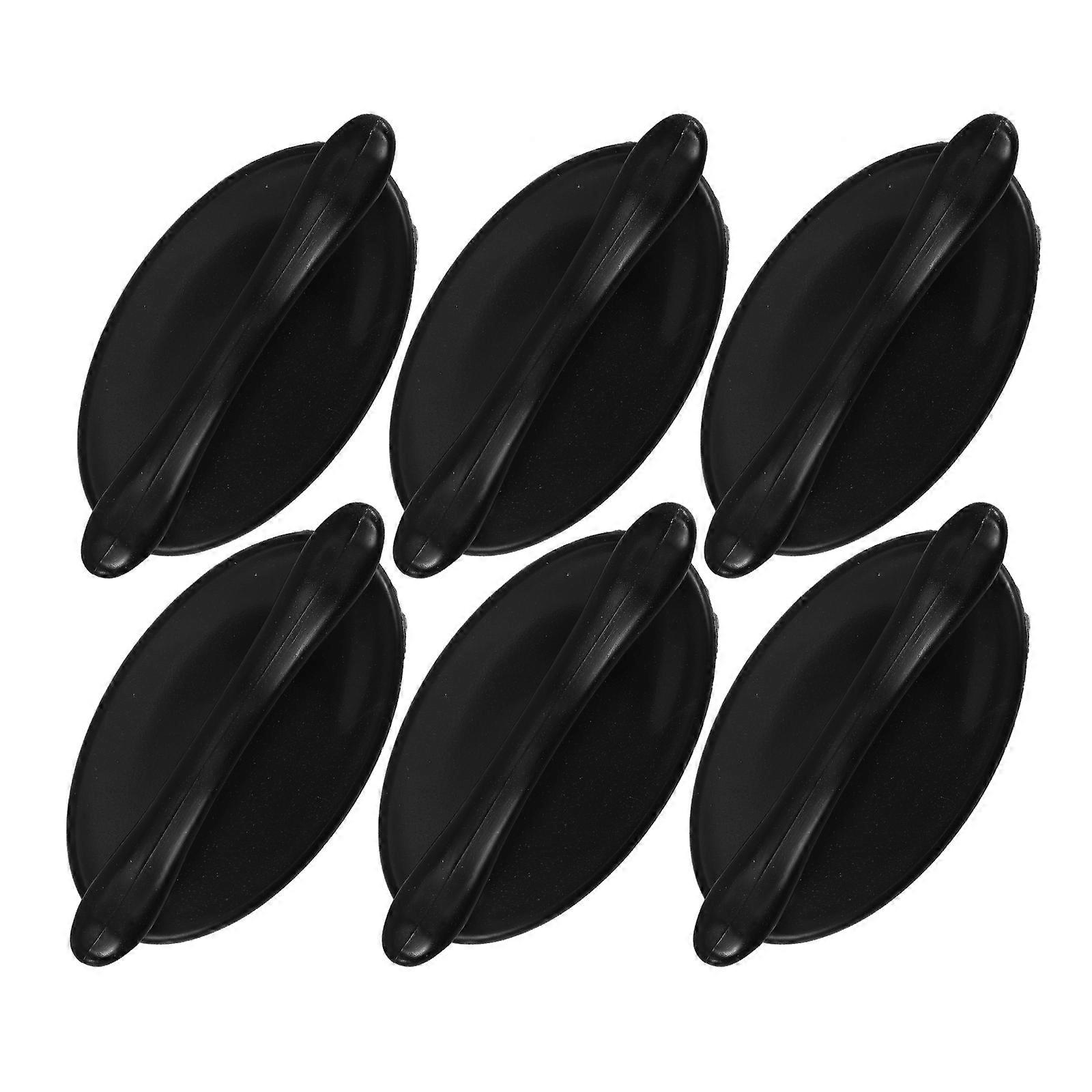 Glass Door Handle Adhesive Drawer Pulls for Wardrobes 6Pcs Black Plastic