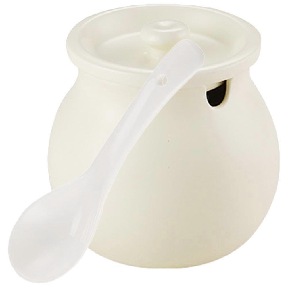 Ceramic Storage Jar With Spoon Practical Round Design Suitable For Spice And Condiment Storage 1200Ml 1Pcs