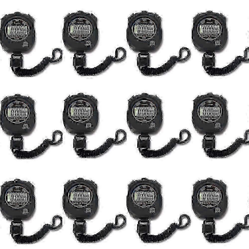 12 pack Multi-function Electronic Digital Sport Stopwatch Timer, Large Display with Date Time and Alarm Edition 529
