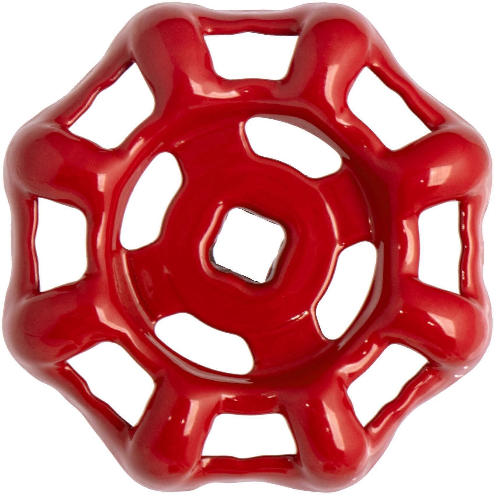 7x7mm Outdoor Faucet Handle Replacement, Round Wheel Hose Bib Handle, Rustproof Cast Steel Red