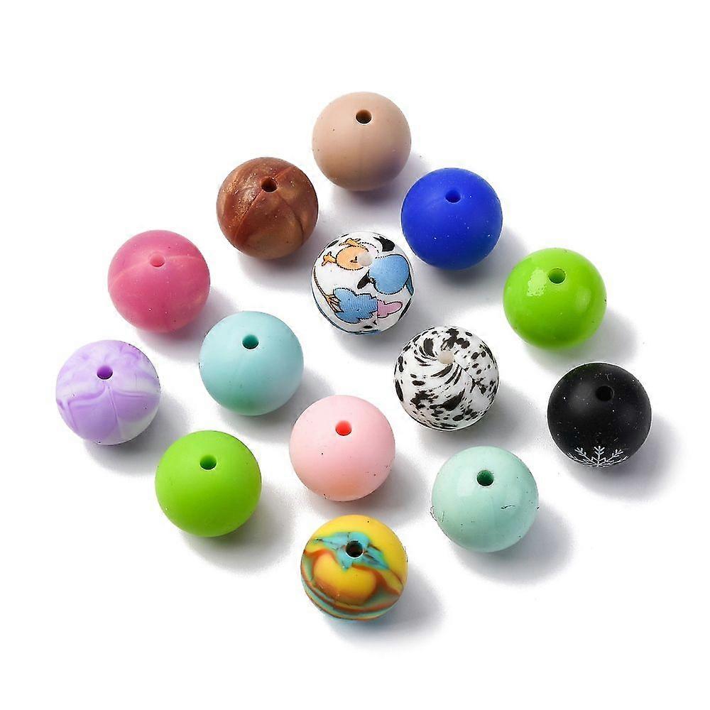 Silicone Beads Round Mixed color 15x14.5mm Hole: 2mm