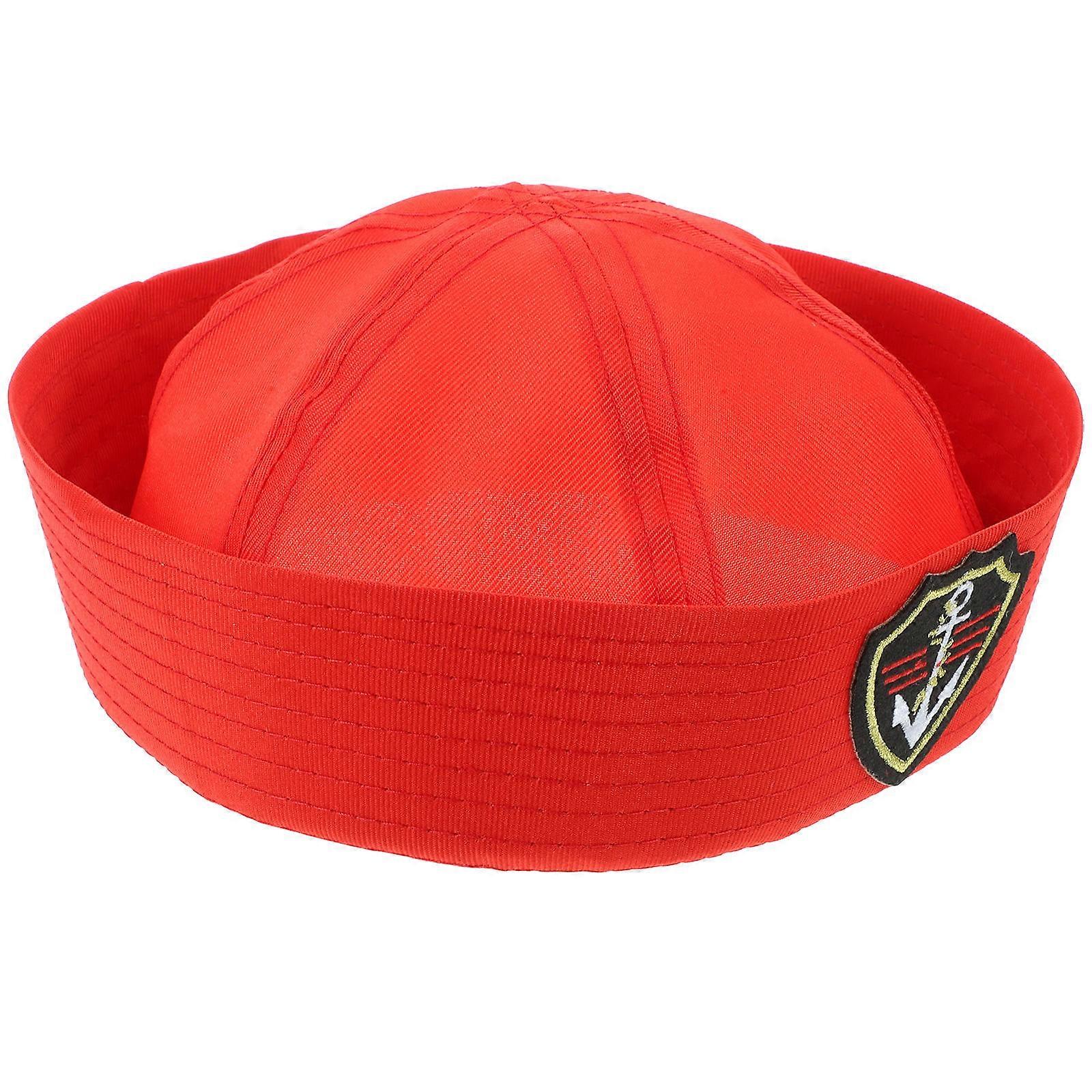 Captain Hat Prop Sailor Hat for Costume Party Red Polyester Material