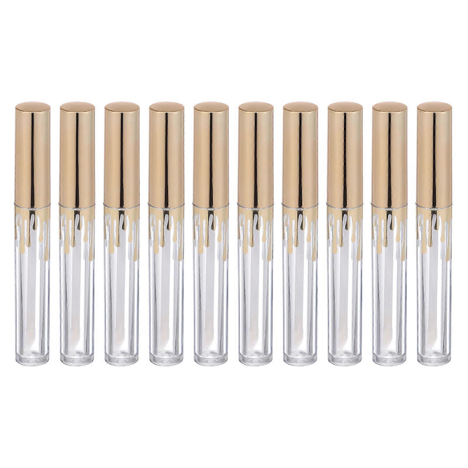 Golden Plastic Lipstick Tubes for Storage Use 10Pcs Sublpackage Set