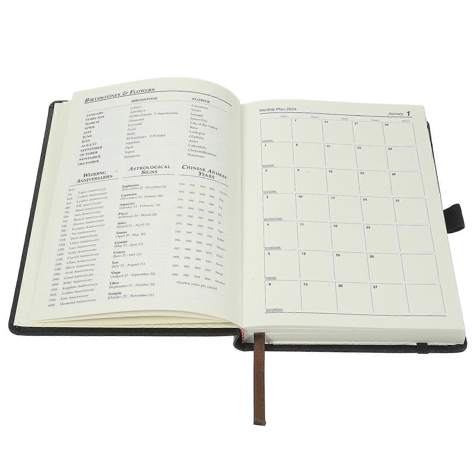 Date Notepad Weekly Plan Pad for Study Planning 2Pcs Pack Black