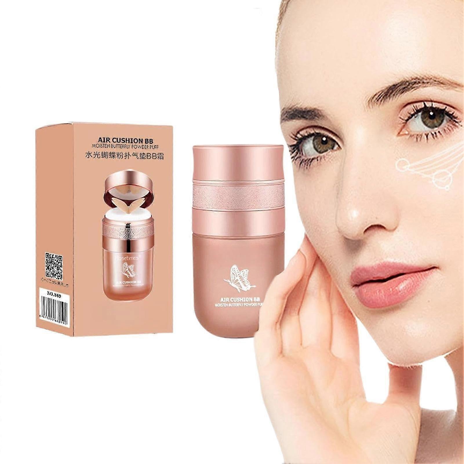 Korean Dewy Cushion Foundation BB CC Cream with Puff, Lightweight Buildable Coverage