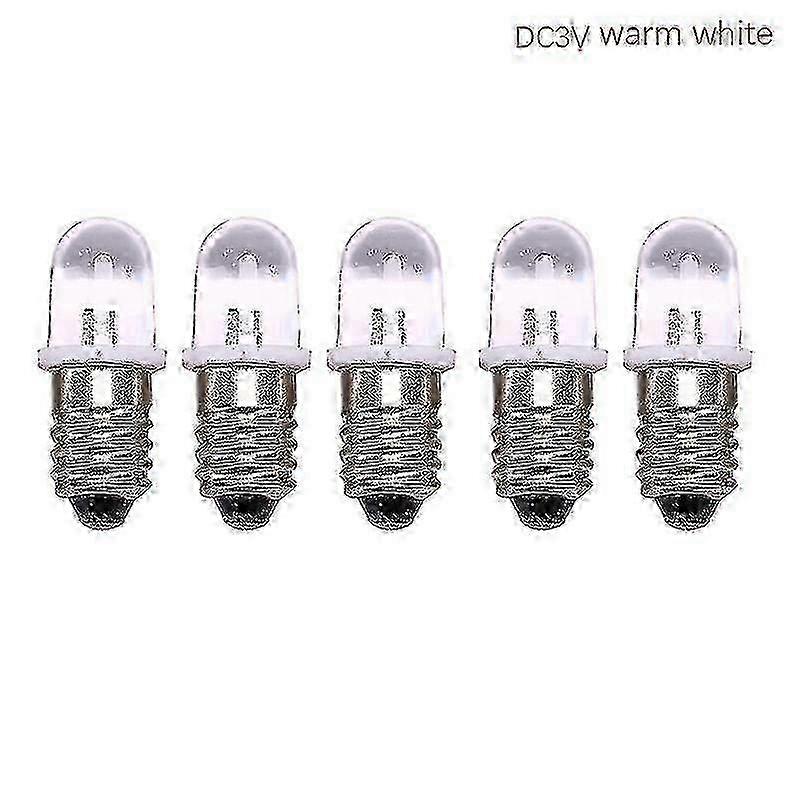 E10 Indicator Bulb for Instrument Panels - 5pcs LED, 3V 4.5V DC