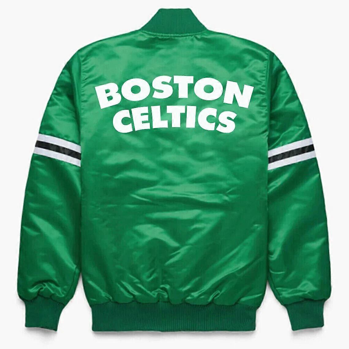 Boston Celtics Green Satin Letterman Jacket Baseball Jacket Varsity Jacket-030
