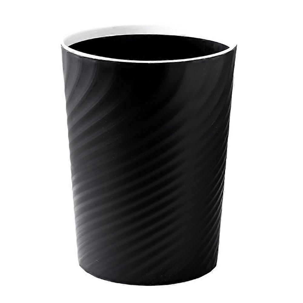 Small Trash Can Round Black Plastic Bathroom Waste Bin with Compact Size and Easy Clean Surface