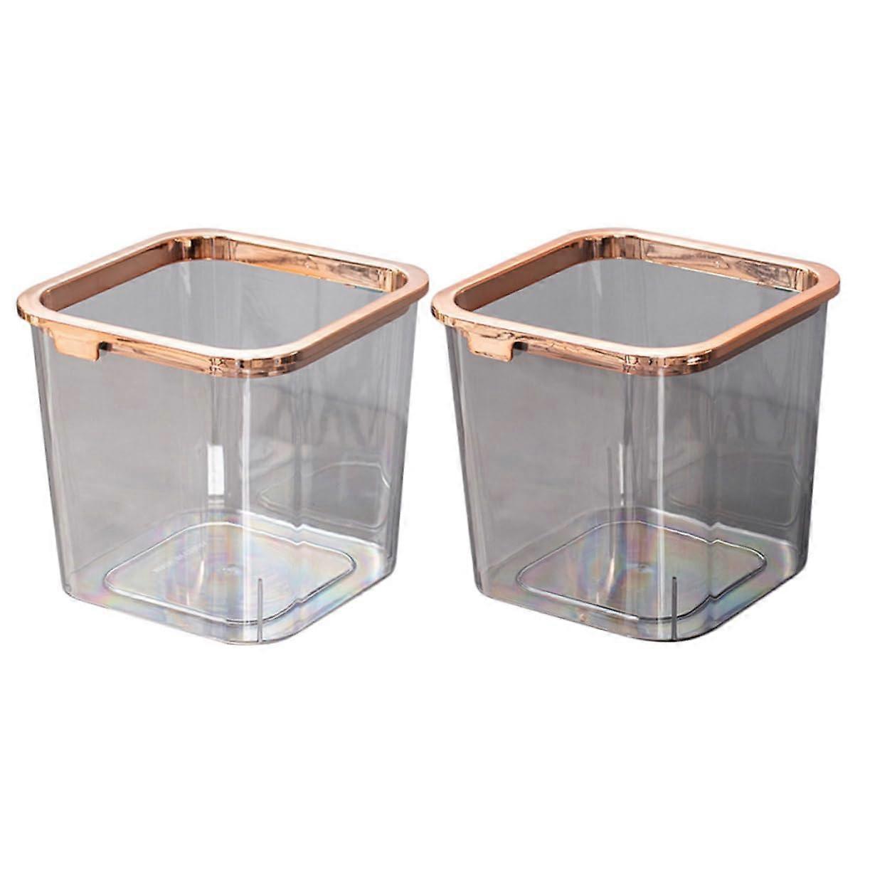 2pcs Clear Plastic Trash Can with Lid PET Garbage Bin for Kitchen and Home Use