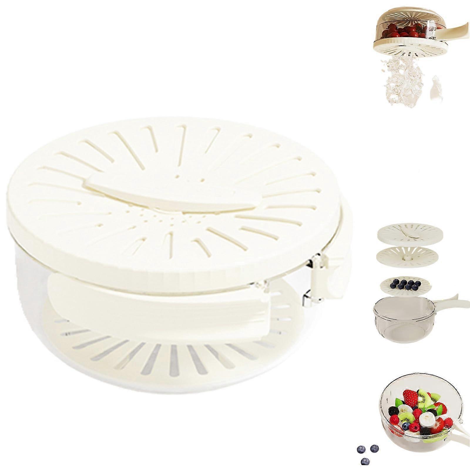 2 in 1 Fruit and Vegetable Strainer Bowl with Foldable Handle, Large Capacity Colander for Kitchen