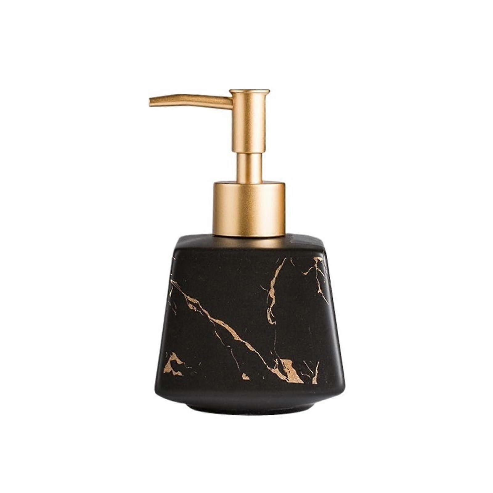 Ceramic Soap Dispenser Black Refillable Pump Bottle for Bathroom and Kitchen Countertops