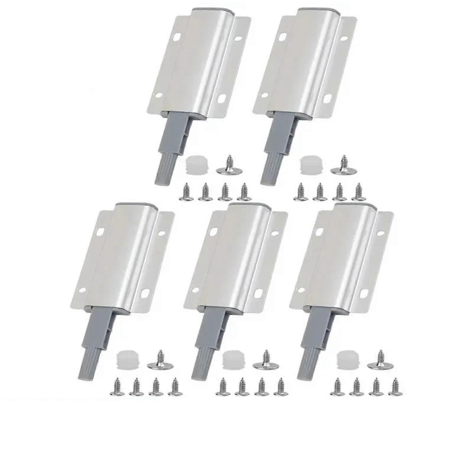 Magnetic Push Latch for Cabinet Doors, Hidden Touch Lock, Aluminum Alloy, 5 Set Handleless Design