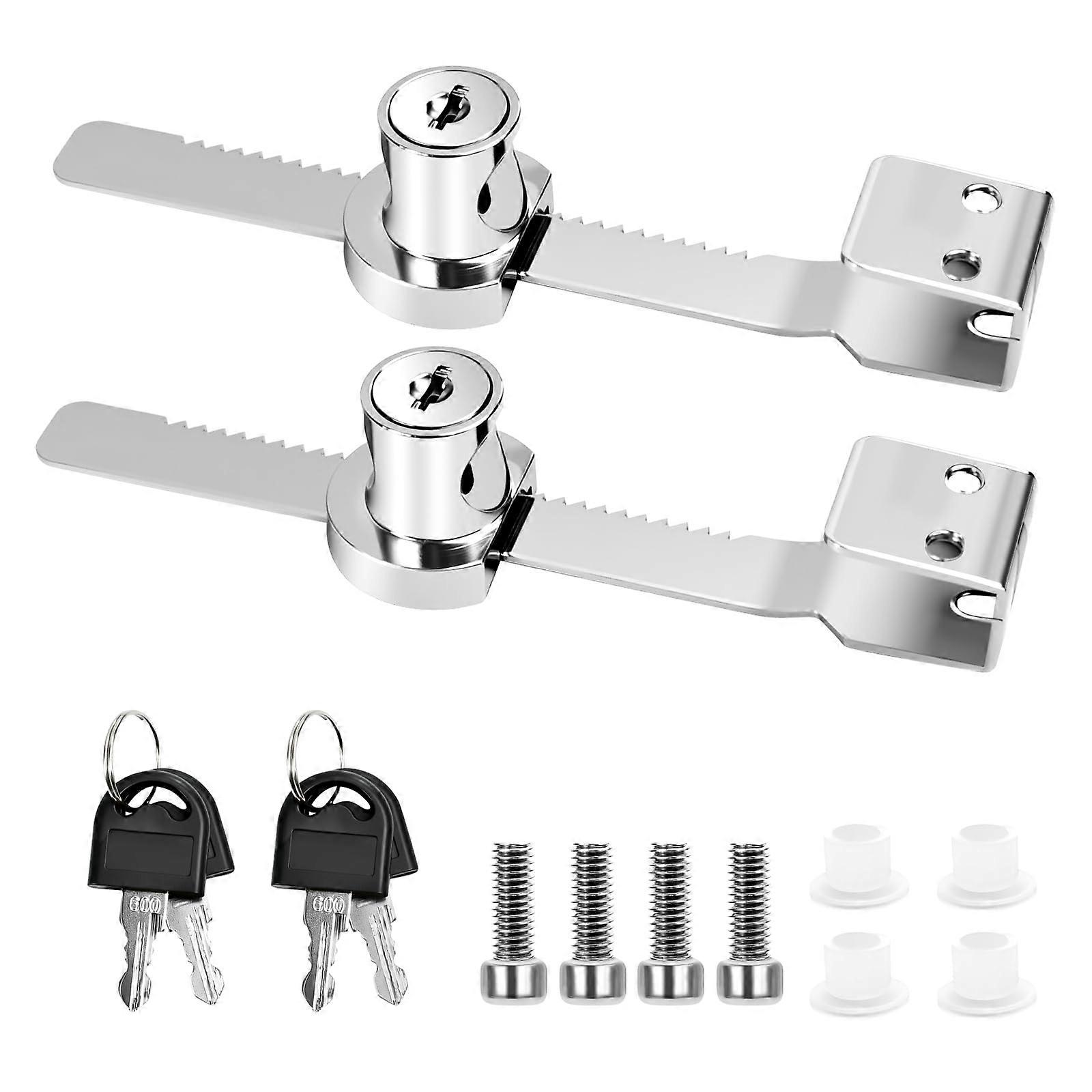 2 Pack Keyed Alike Sliding Glass Door Lock for Retail Showcase with Rustproof Chrome Finish