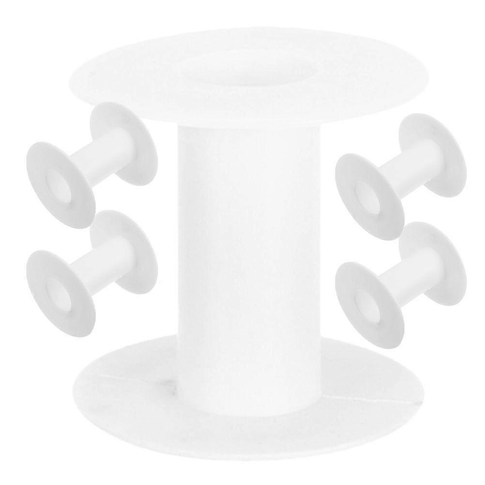 5 Pcs Empty Plastic Spools Ribbon Spools Thread String Bobbin Wire Weaving Bobbin Craft Spools For Embroidery And Sewing Machine White