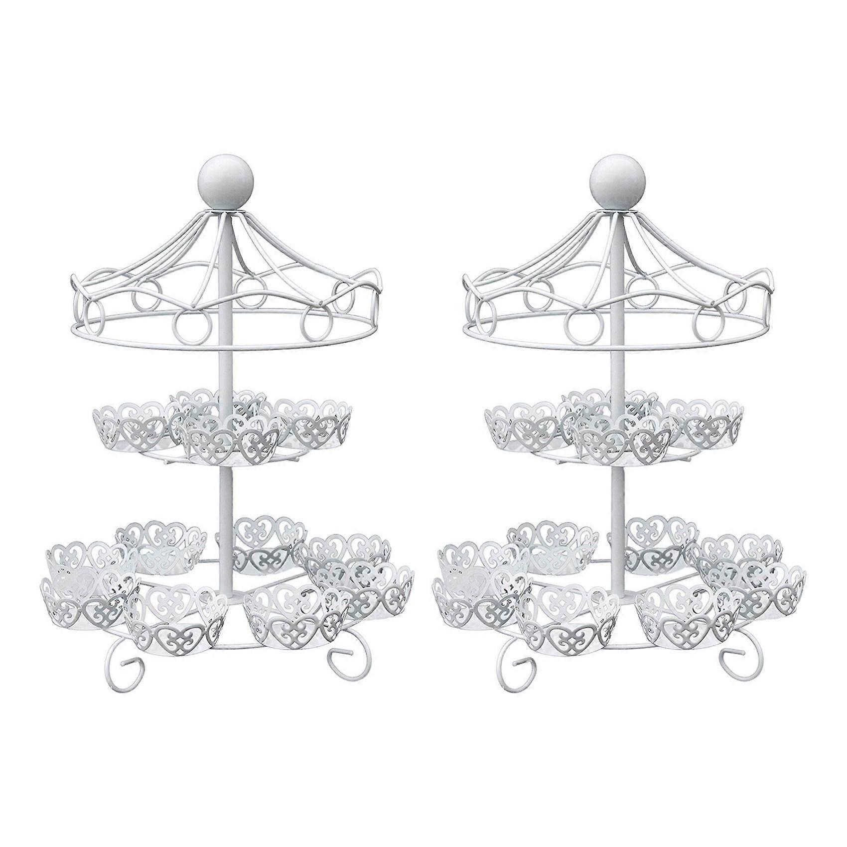 2X 2 Layer-12 Count Carousel Cupcake Stand Holder Display Wedding Cake Cup Display Stand