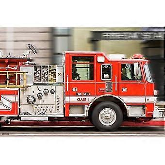 Feuerwehrwagen in Bewegung – Grafik – Kniffliges Puzzle – Denksportaufgabe H0866
