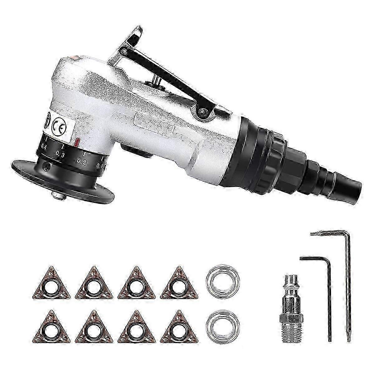 Mini Pneumatic Chamfering Tool with Replace Blades Inserts and Bearings, 45 Degree Air Chamfer Debu