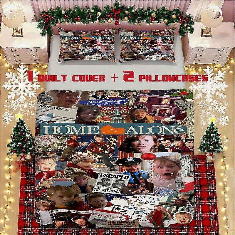 Home Alone Patchwork Art Soft Printed Bedding Set Polyester Fabric Decorative & Warm