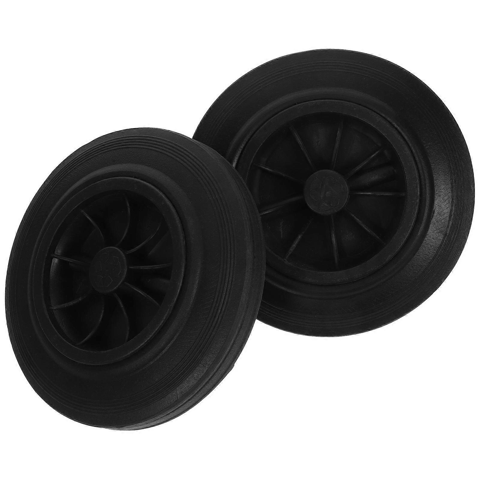 Trash Can Wheels Replacement Rubber Wheels for Trash Can 2Pcs Black